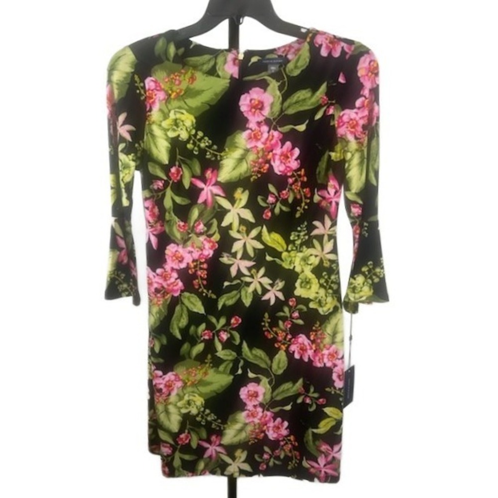 New Tommy Hilfiger Floral Print Sheath Dress Bell Sleeve Women's Size 8